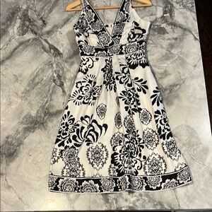 White House Black Market Black and White Halter Sundress